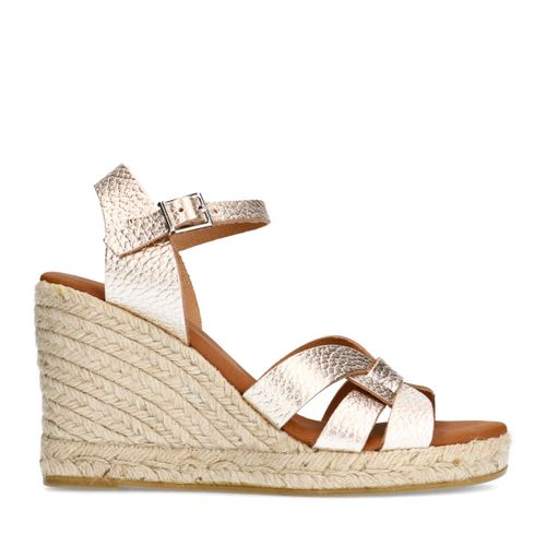 Sandalesà talon compensé métallisées - doré - Sacha - Modalova