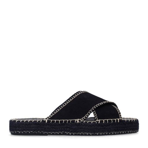 Claquettes en daim avec surpiqûres - noir - Sacha - Modalova