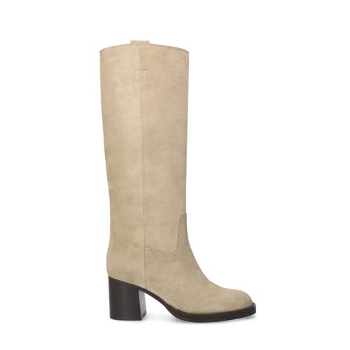 Bottes hautes en daim - beige - Sacha - Modalova