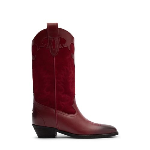 Santiags en cuir avec surpiqûres décoratives - rouge - Sacha - Modalova
