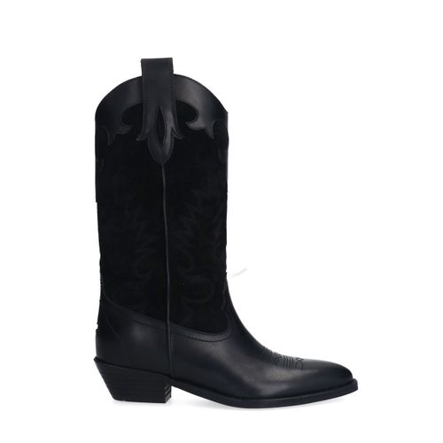 Santiags en cuir avec surpiqûres décoratives - noir - Sacha - Modalova