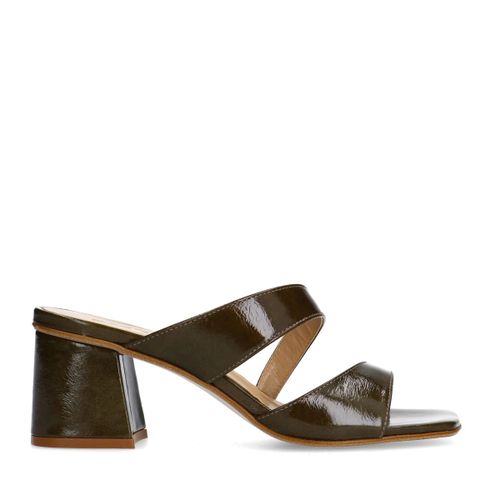 Sandales à talon en cuir verni - vert - Sacha - Modalova