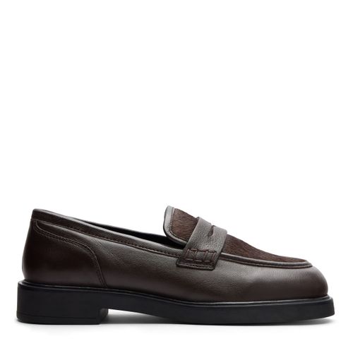 Mocassins en cuir avec effet poils de poney - marron - Sacha - Modalova