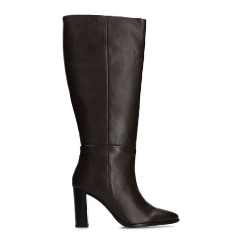 Bottes hautes à talon en cuir - marron - Sacha - Modalova