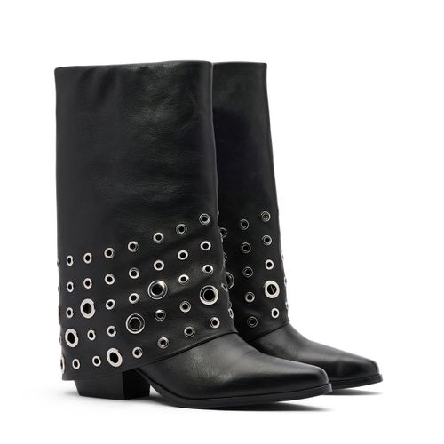 Bottines en cuir avec rabat - noir - Sacha - Modalova