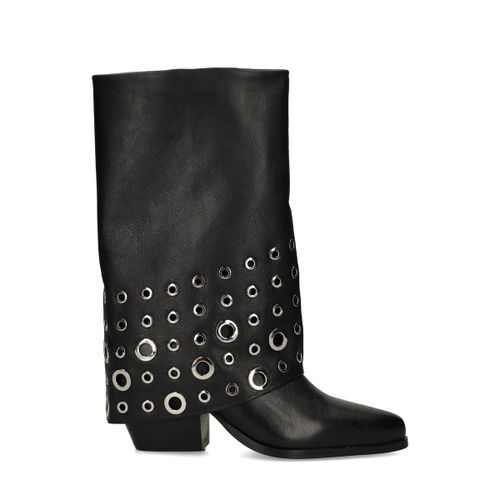 Bottines en cuir avec rabat - noir - Sacha - Modalova