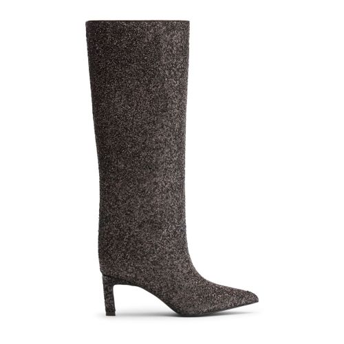 Bottes hautes pailletées à talon - marron - Sacha - Modalova