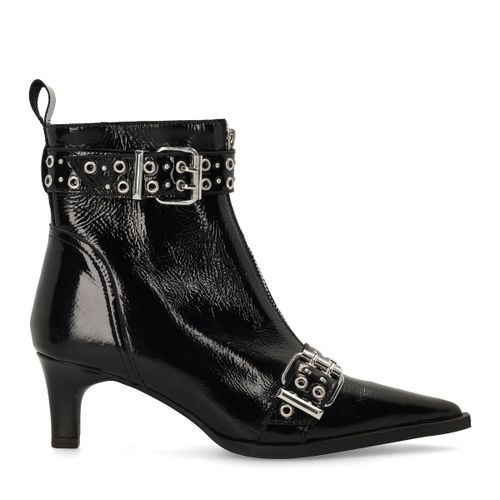 Bottines en cuir verni avec boucles - noir - Sacha - Modalova