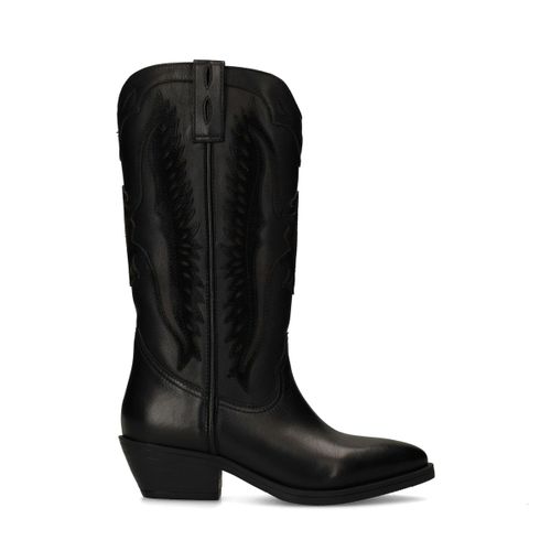 Santiags en cuir avec détails en daim - noir - Sacha - Modalova