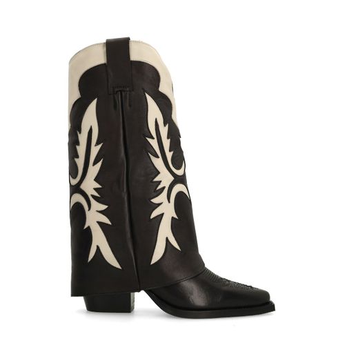 Santiags en cuir avec rabat - noir - Sacha - Modalova