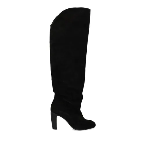 Bottes hautesà talon en daim - noir - Sacha - Modalova