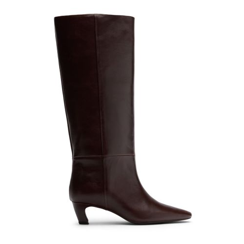 Bottes hautes à talon en cuir - marron - Sacha - Modalova