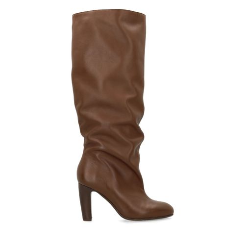 Bottes hautes en cuir avec tige large - marron - Sacha - Modalova