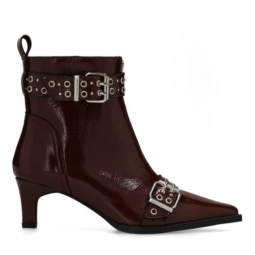 Bottines en cuir verni avec boucles - rouge - Sacha - Modalova