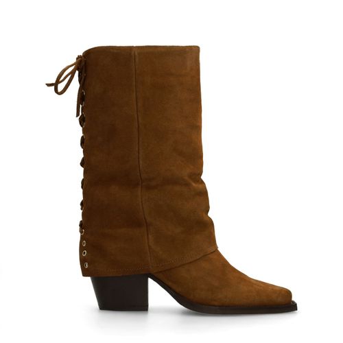 Bottines en daim avec rabat - marron - Sacha - Modalova