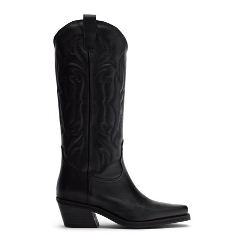 Santiags en cuir avec surpiqûres - noir - Sacha - Modalova