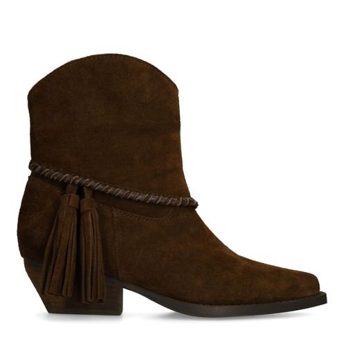 Bottines en cuir avec franges - marron - Sacha - Modalova
