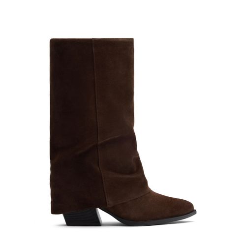 Bottes en daim avec rabat - marron - Sacha - Modalova