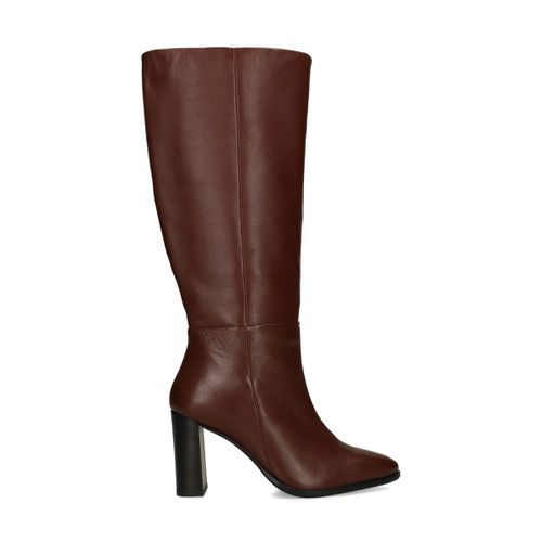 Bottes hautes à talon en cuir - rouge - Sacha - Modalova