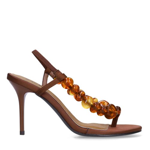 Sandales à talon avec perles - marron - Sacha - Modalova