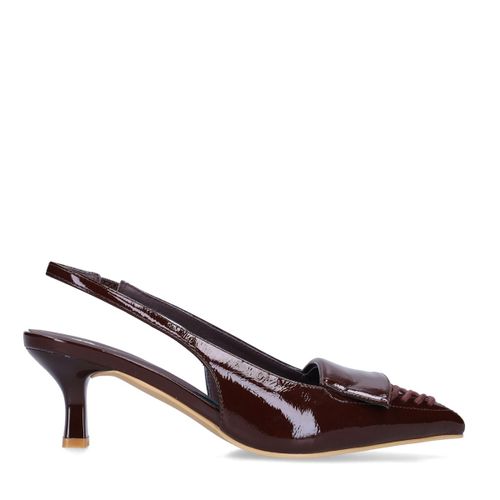 Chaussures slingback vernies - marron - Sacha - Modalova