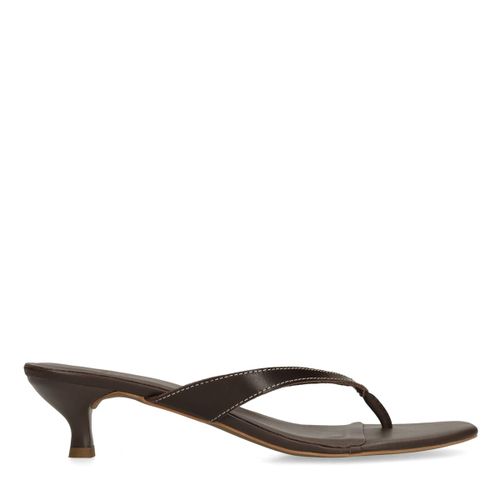 Mules à talon en cuir - marron - Sacha - Modalova