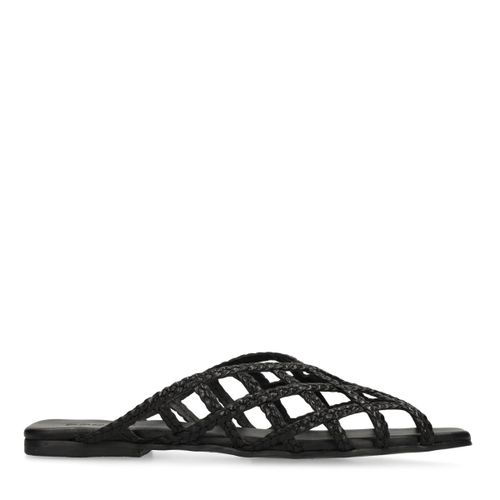 Mules plates tressées en cuir - noir - Sacha - Modalova