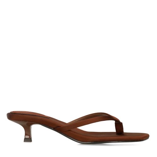Claquettes à talon en satin - marron - Sacha - Modalova