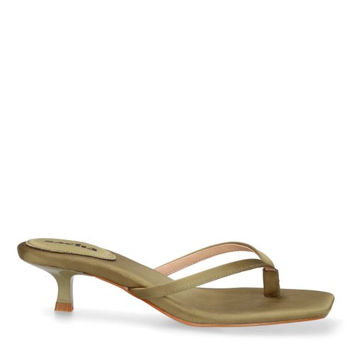 Claquettes à talon en satin - vert - Sacha - Modalova
