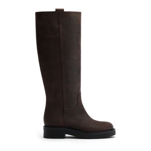 Bottes hautes en cuir avec tige large - marron - Sacha - Modalova