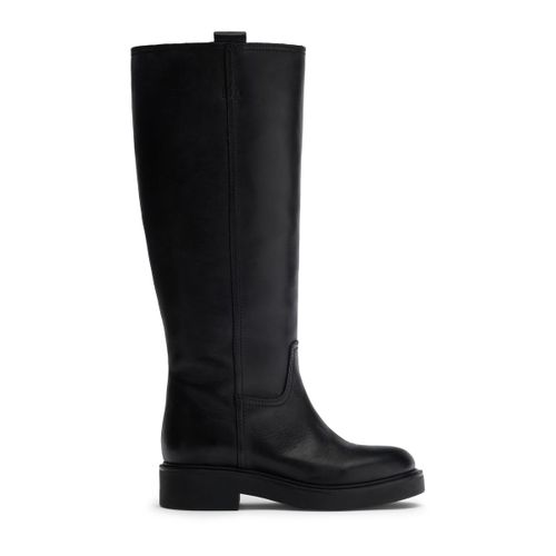 Bottes hautes en cuir avec tige large - noir - Sacha - Modalova