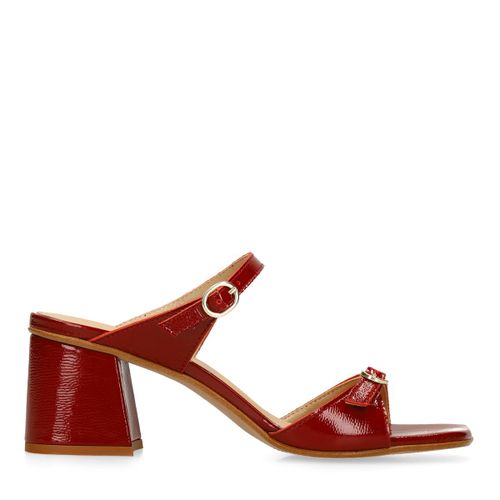 Sandales à talon en cuir verni - rouge - Sacha - Modalova