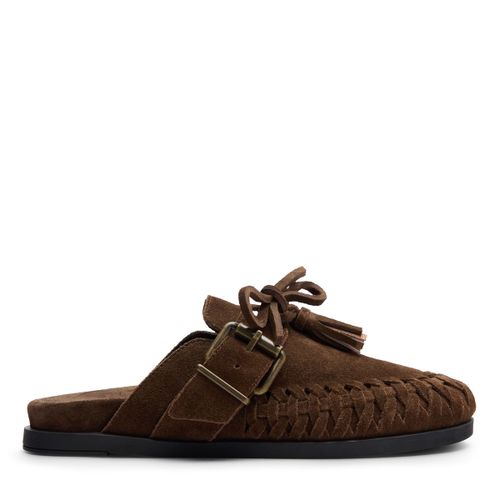 Sabots en daim avec franges - marron - Sacha - Modalova