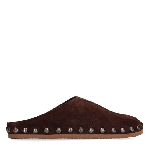 Donkerbruine suède clogs met studs - Sacha - Modalova