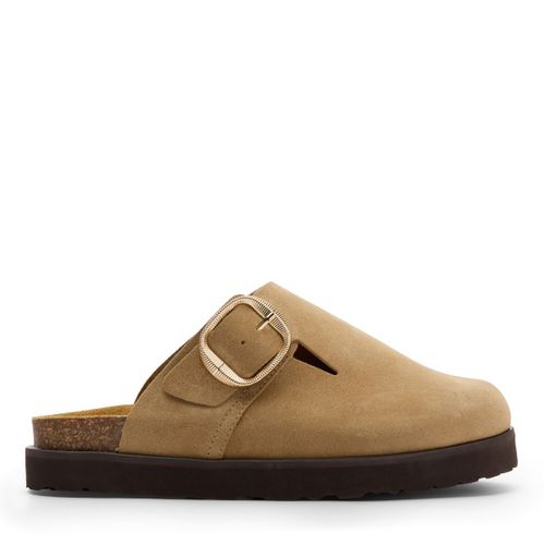 Taupe suède clogs met gesp - Sacha - Modalova