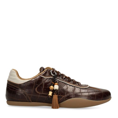 Baskets en cuir avec motif croco - marron - Sacha - Modalova