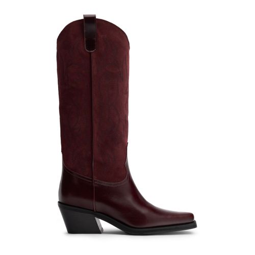 Santiags en cuir et daim - rouge - Sacha - Modalova