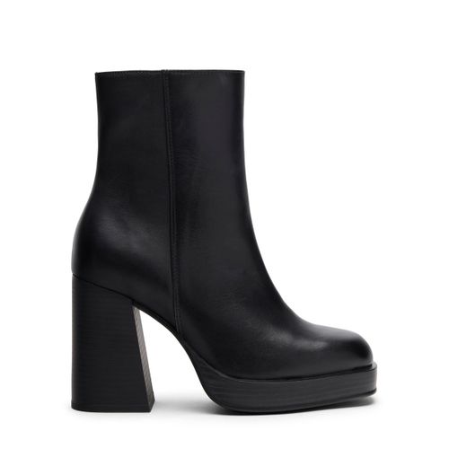 Bottines cuir avec talon cubain - noir - Sacha - Modalova