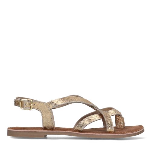 Sandales en cuir avec brides croisées - doré - Sacha - Modalova