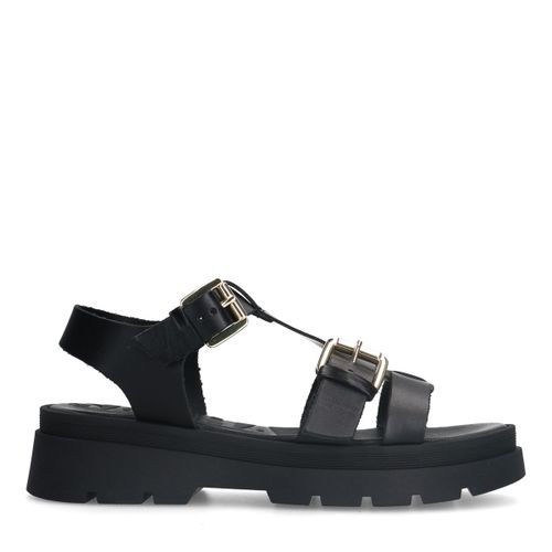 Sandales cuir à plateforme - noir - Sacha - Modalova