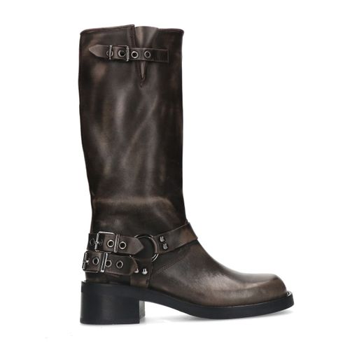 Bottines motardesà boucles - gris délavé - Sacha - Modalova