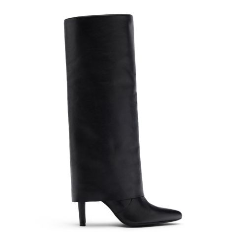 Bottes hautes en cuir avec rabat - noir - Sacha - Modalova