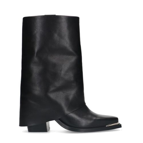 Bottines western en cuir avec rabat - noir - Sacha - Modalova