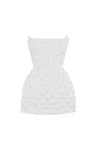 White crystal quilted mini dress - Compte Spain - Modalova