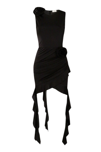 Shelley Black Ruffled Flower Dress - Lora Istanbul - Modalova