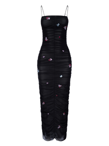 Embellished Ruched Mesh Midi Dress - NDS The Label - Modalova