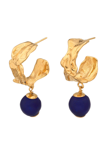 Vacation Deep Blue Hoop Earrings - Earrings - Eva Remenyi - Modalova