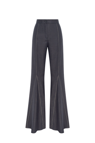 Black Zig-Zag Flare Pants - Tamar Keburia - Modalova