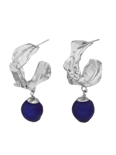 Vacation Deep Blue Hoop Earrings - Earrings - Eva Remenyi - Modalova