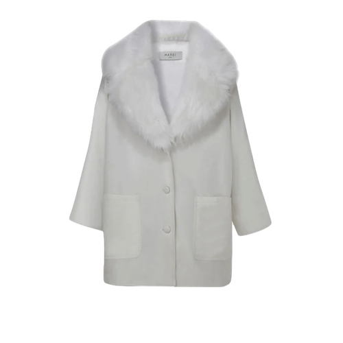 Lavatera Recycled Nylon White Padded Coat With Faux Fur Collar - Marei 1998 - Modalova